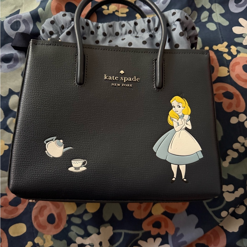 Kate Spade Black Satchel with Alice Design